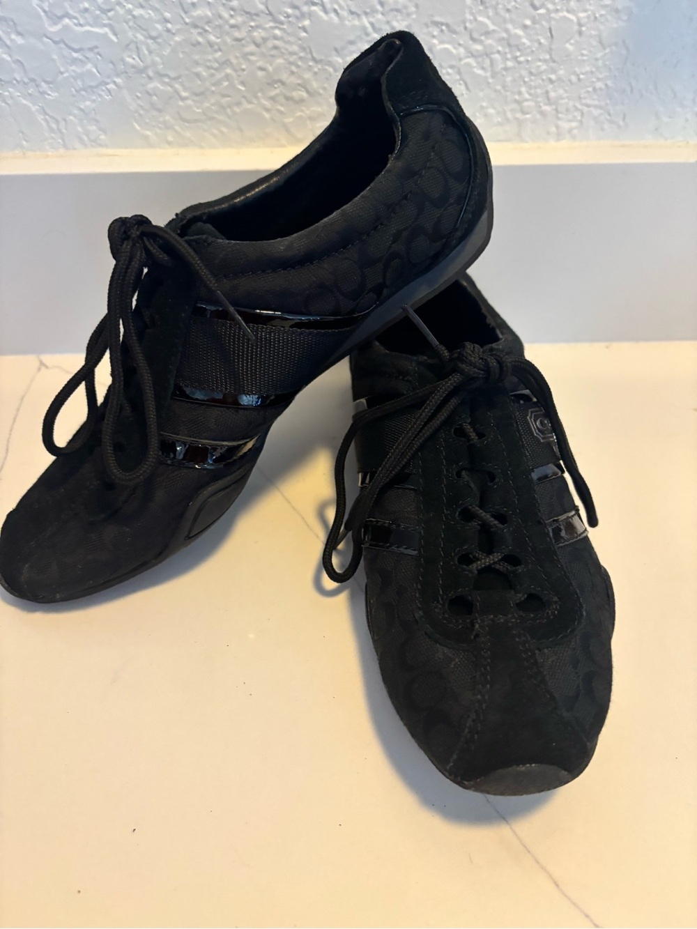 Coach Signature Monogram Black Sneakers Women’s Size 7 Lace Up